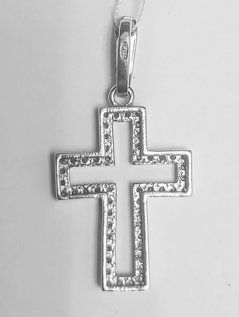Серебряный подвес-крест с цирконием (33590887) 2