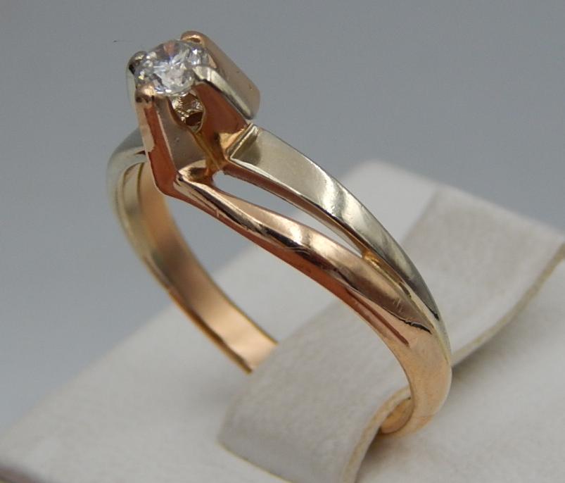 Кольцо из красного и белого золота с бриллиантом (-ми) (30724863) 0