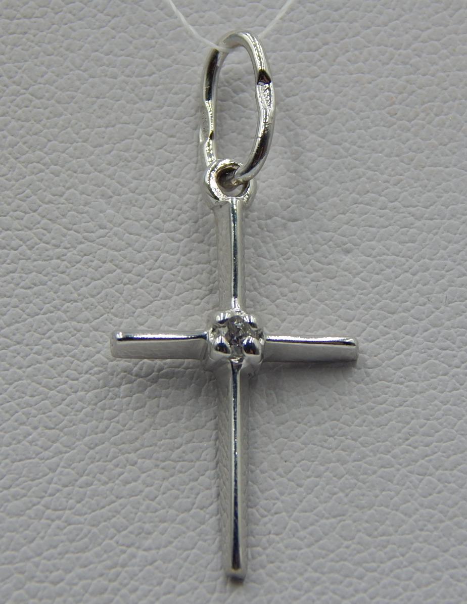 Серебряный подвес-крест с цирконием (32418565) 0