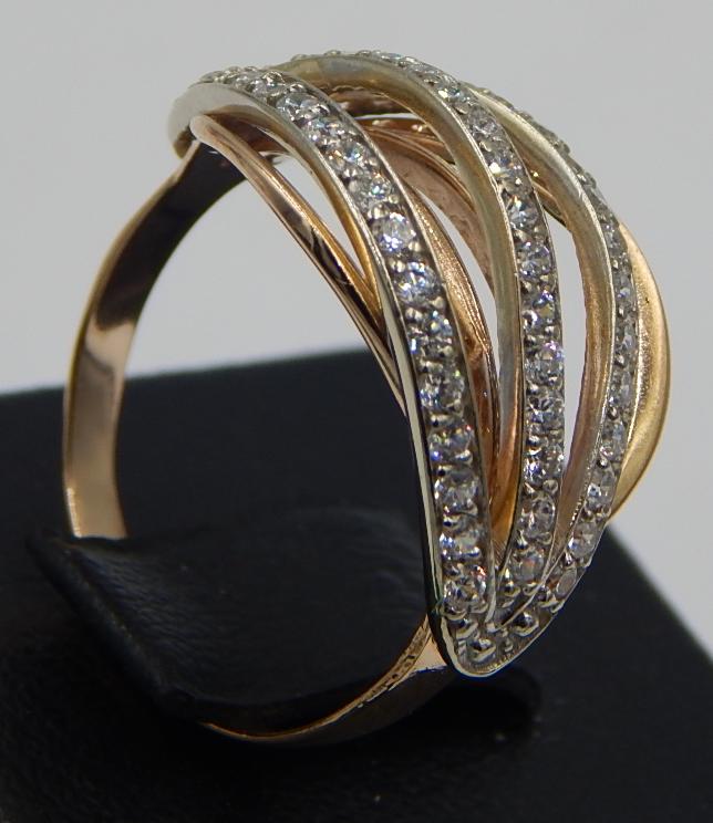 Кольцо из красного и белого золота с цирконием (28187181) 5