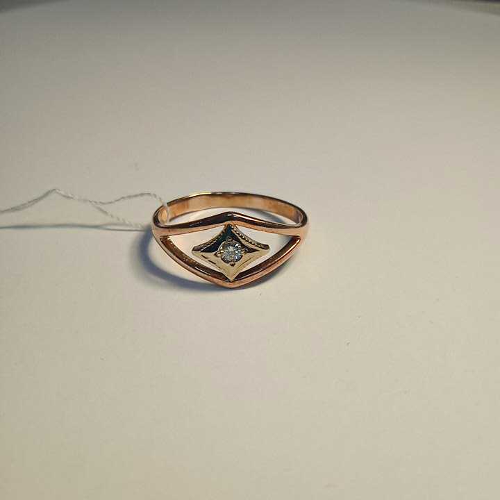 Кольцо из красного и белого золота с бриллиантом (-ми) (27417859) 4