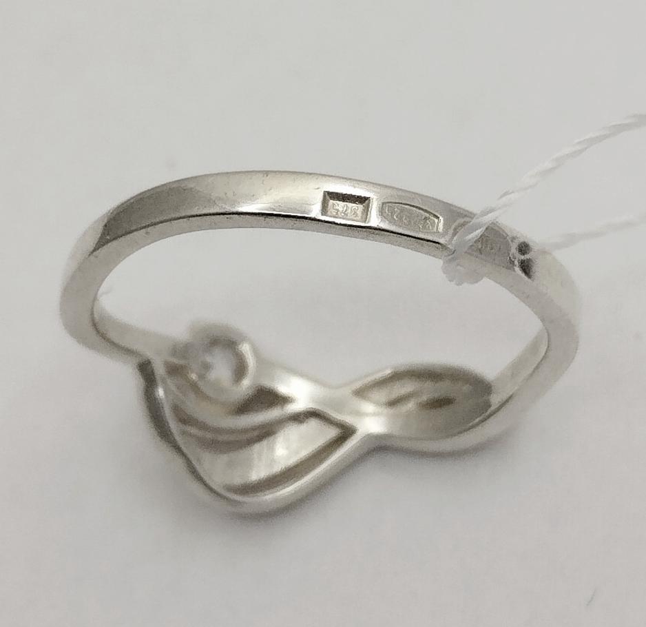 Серебряное кольцо с золотой вставкой и цирконием (33735488) 2