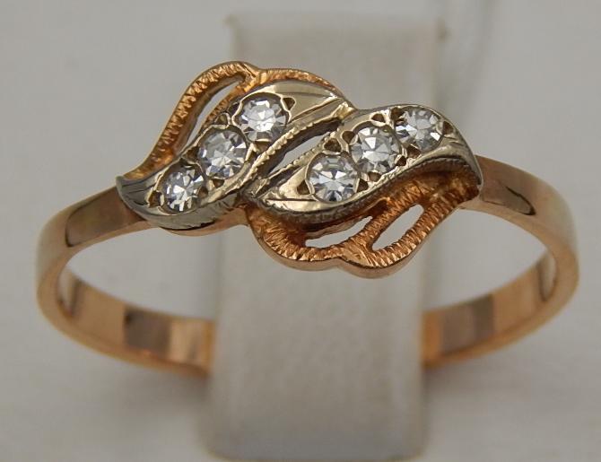 Кольцо из красного и белого золота с бриллиантом (-ми) (30666625) 1