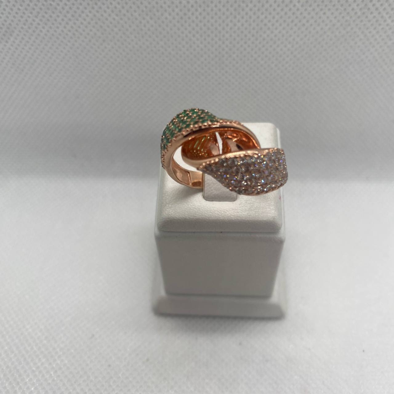 Кольцо из красного золота с изумрудом и бриллиантом (-ми) (31266844) 3