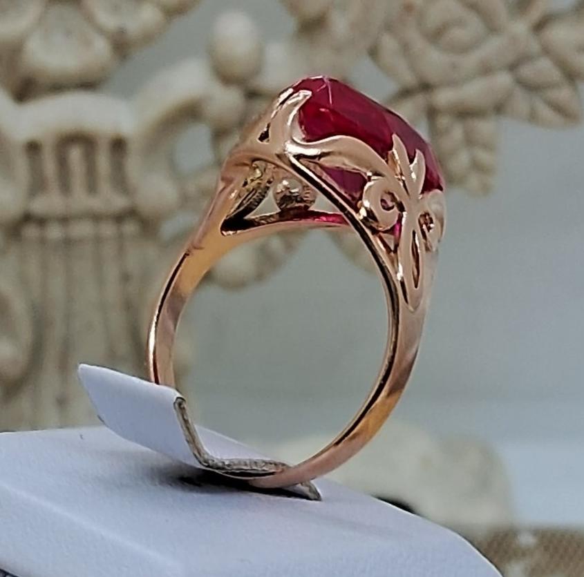 Кольцо из красного золота с корундом (32569720)  3