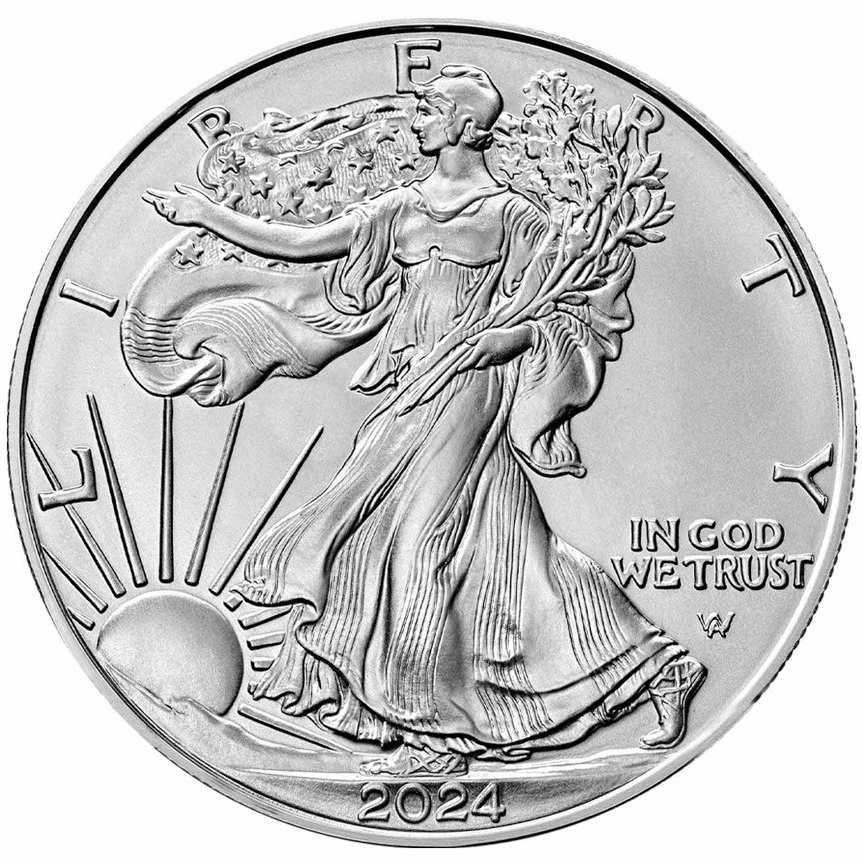 Серебряная монета 1oz Американский Орел 1 доллар 2024 США (MD Premier + PCGS FirstStrike) (33075215) 0