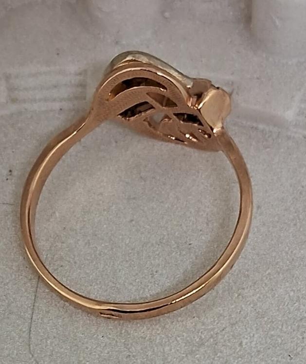 Кольцо из красного и белого золота с цирконием (32411490) 5
