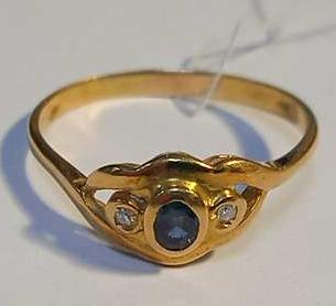 Кольцо из красного золота с сапфиром и бриллиантом (-ми) (27416657)  0