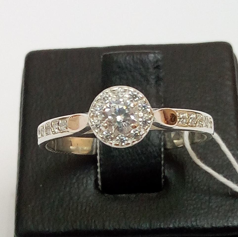 Серебряное кольцо с позолотой и цирконием (31662711) 4