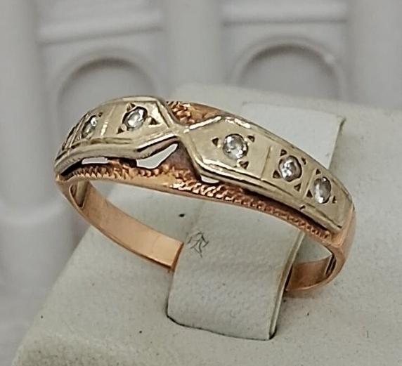 Кольцо из красного и белого золота с цирконием (32319927) 1