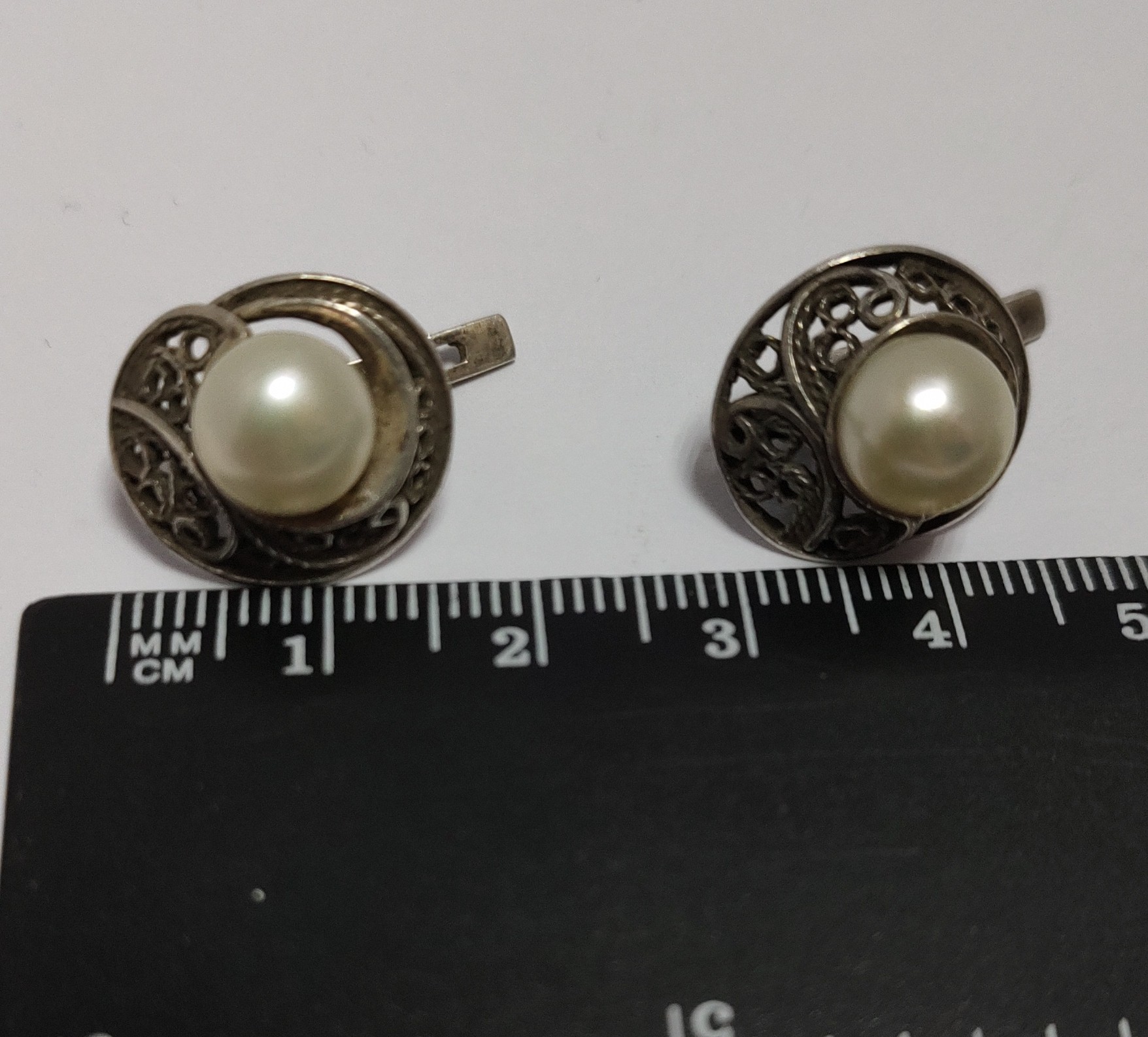 Срібні сережки з перлами (33670775)  3