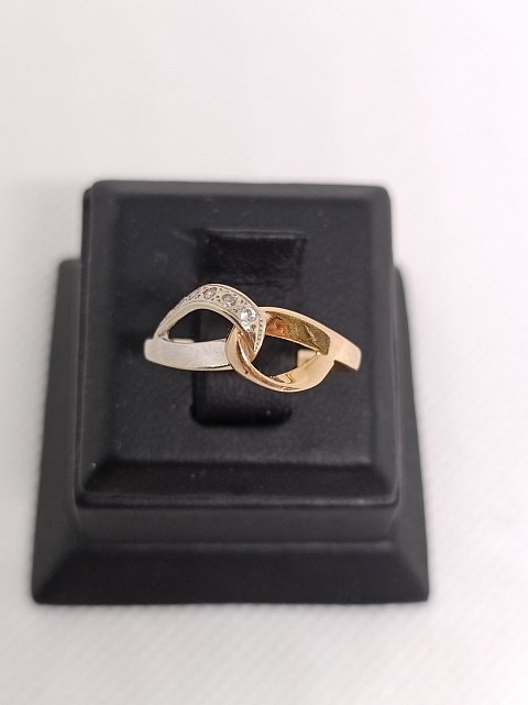 Кольцо из красного и белого золота с цирконием (33760103) 3