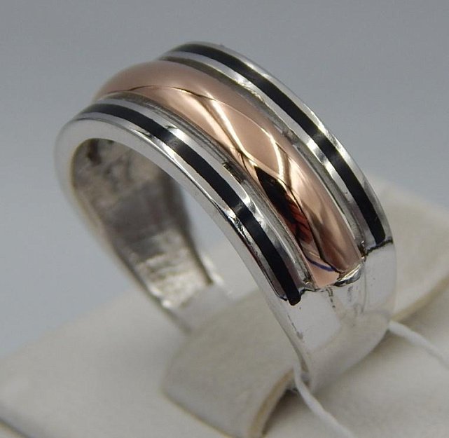 Серебряное кольцо с позолотой и эмалью (29252376) 1