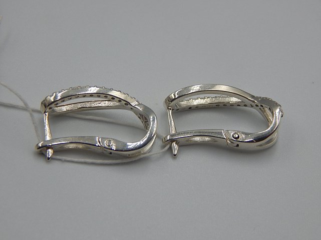 Срібні сережки з позолотою та цирконієм (31613544 4