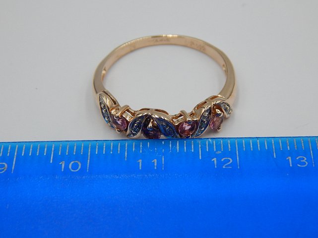 Кольцо из красного и белого золота с кунцитом и бриллиантом (-ми) (32199053) 5
