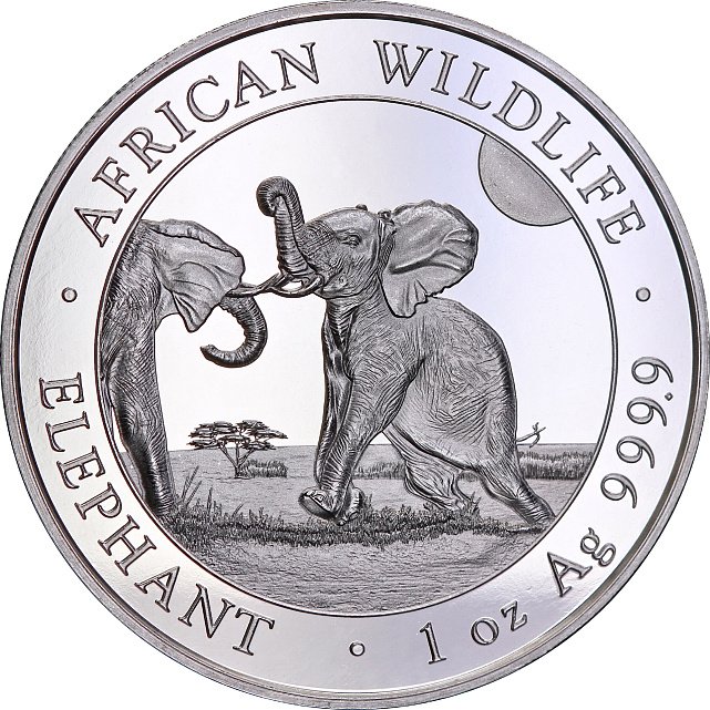Срібна монета 1oz Слон 100 шилінгів 2024 Сомалі (32164092) 0
