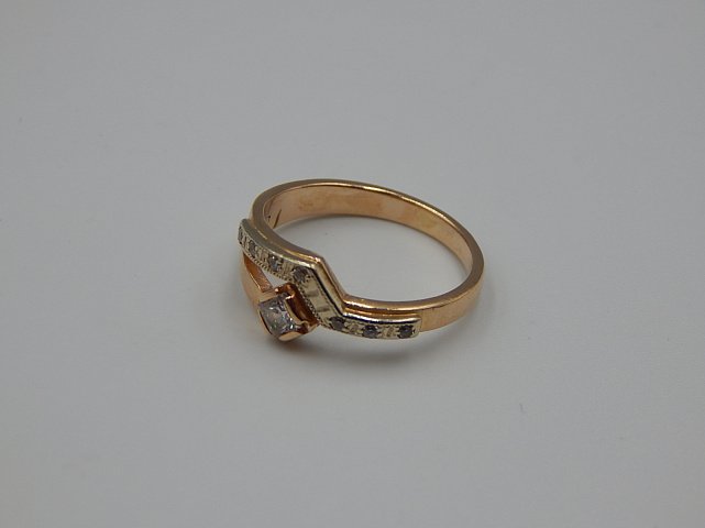 Кольцо из красного и белого золота с цирконием (32454631) 6