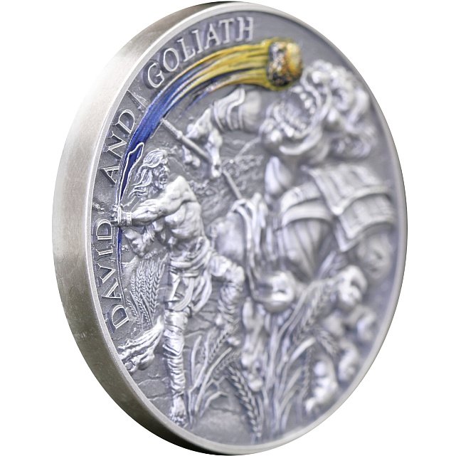 Серебряная монета 2oz Давид и Голиаф 10 седи 2022 Гана (30648269) 17