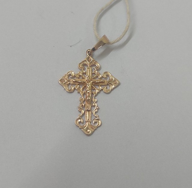 Підвіс-хрест з жовтого золота (33112647) 4