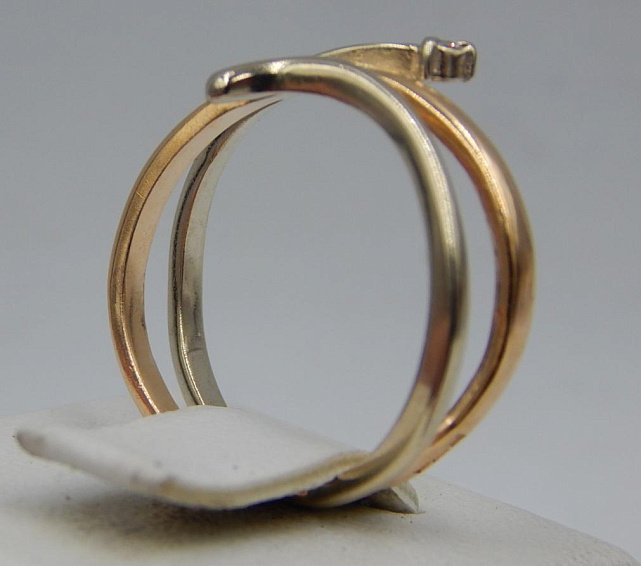Кольцо из красного и белого золота с бриллиантом (-ми) (30703332) 3