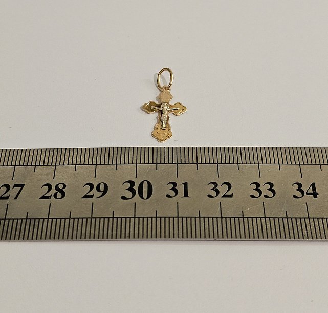 Підвіс-хрест з червоного та білого золота (33238006) 2