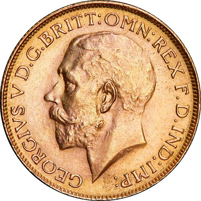 Золотая монета Соверен Георга V 1 Английский Фунт 1927 Великобритания (33016370) 1