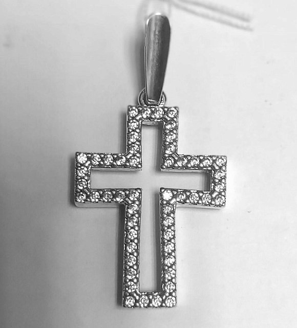 Срібний підвіс-хрест із цирконієм (33590887) 0