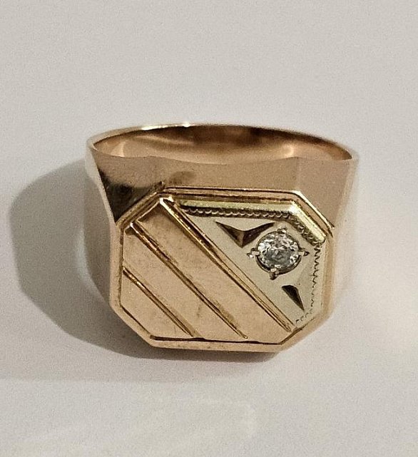 Перстень из красного и белого золота с цирконием (33237070) 1
