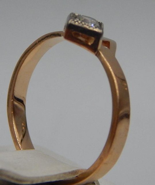 Кольцо из красного и белого золота с цирконием (30055890) 3
