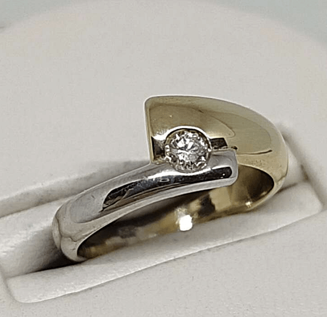 Кольцо из желтого и белого золота с бриллиантом (-ми) (33466394) 0