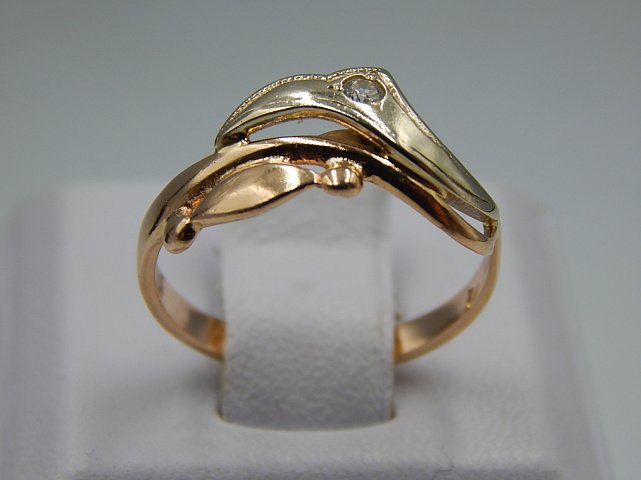 Кольцо из красного и белого золота с цирконием (33252170)  2