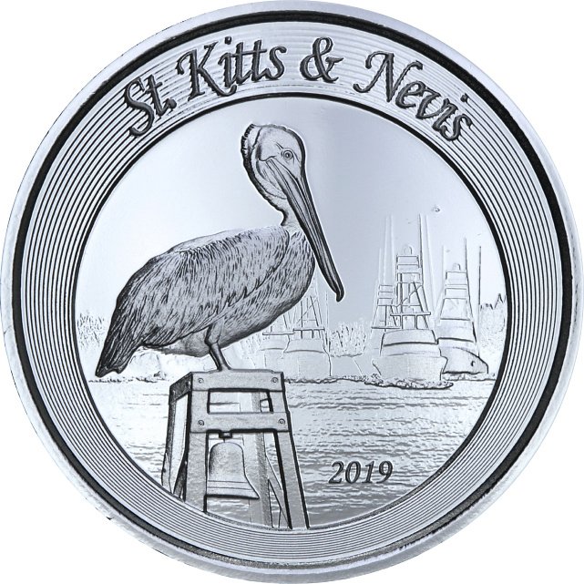 Серебряная монета 1oz Сент-Китс и Невис 2 доллара 2019 Восточные Карибы (29127603) 0