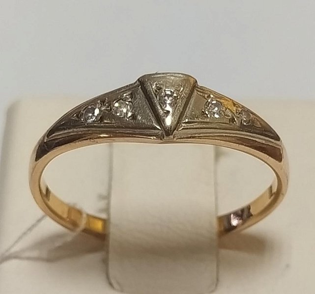 Кольцо из красного и белого золота с бриллиантом (-ми) (33454951) 0