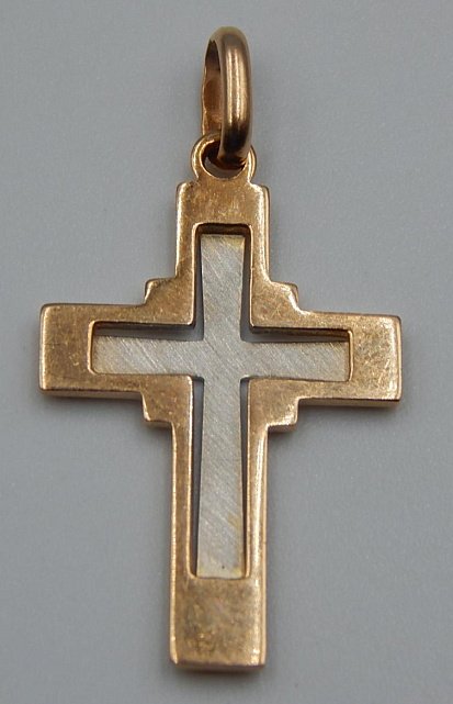 Подвес-крест из красного и белого золота (32603127) 1