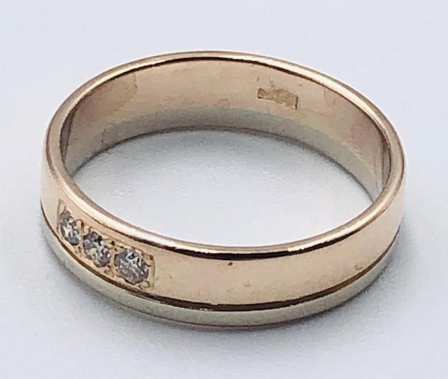 Обручальное кольцо из красного и белого золота с бриллиантом (-ми) (33616231) 1