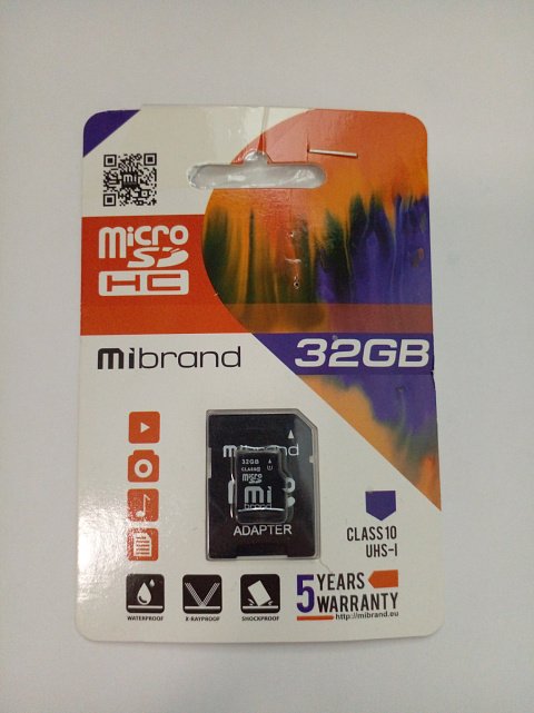 Карта пам'яті Mibrand microSDHC 32GB Class 10 UHS-1 + SD адаптер (MICDHU1/32GB-A)  0