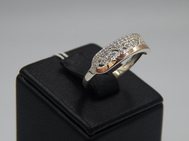 Серебряное кольцо с позолотой и цирконием (30537189) 3