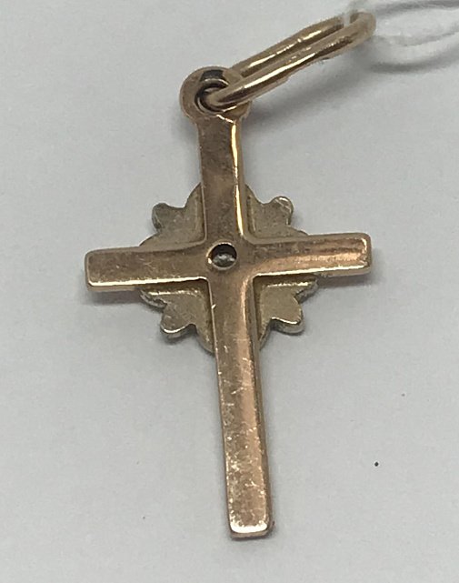 Підвіс-хрест з червоного та білого золота з цирконієм (33466996) 3