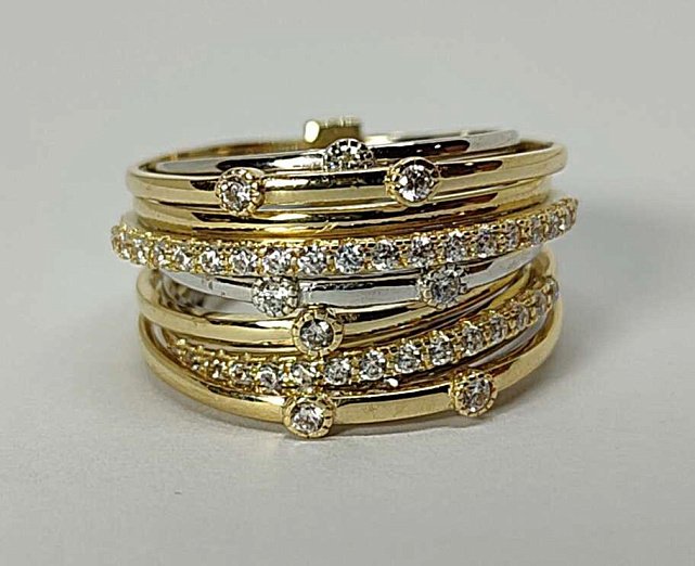Кольцо из красного и белого золота с цирконием (33689840) 1