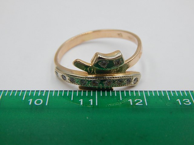 Кольцо из красного и белого золота с цирконием (26225825) 7