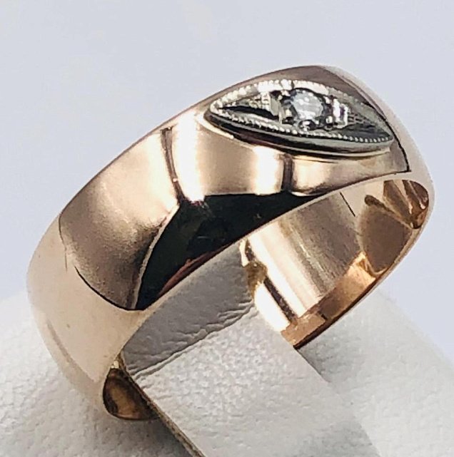 Обручальное кольцо из красного и белого золота с бриллиантом (-ми) (32314770) 0