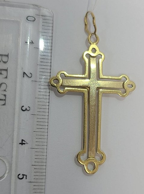 Підвіс-хрест з жовтого та білого золота (33764631) 2