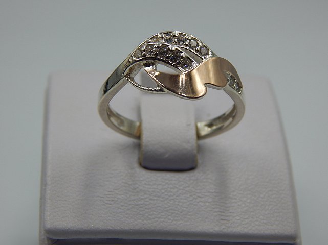Серебряное кольцо с позолотой и цирконием (31647550) 3