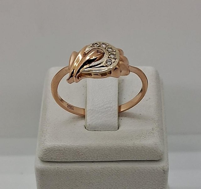 Кольцо из красного и белого золота с цирконием (32928010) 0