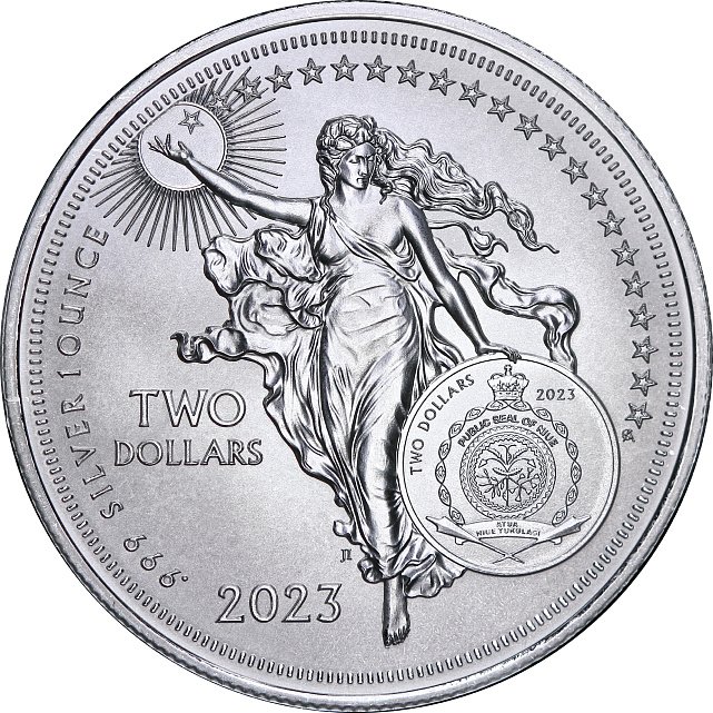Серебряная монета 1oz Иконы Инноваций: Мария Кюри 2 доллара 2023 Ниуэ (30284426) 1