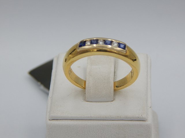 Кольцо из желтого и белого золота с сапфиром и бриллиантом (-ми) (30948522) 5