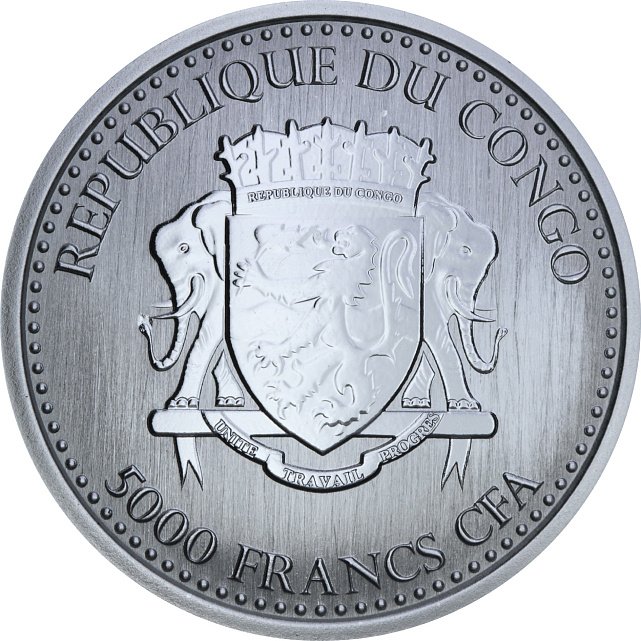 Серебряная монета 1oz Сильвербэк Горилла 5000 франков КФА 2017 Конго (29127401) 1