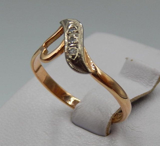 Кольцо из красного и белого золота с бриллиантом (-ми) (32199777) 1