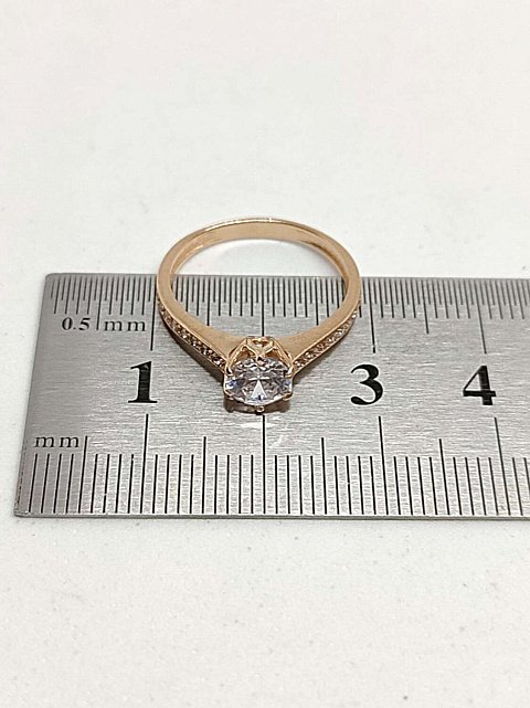Кольцо из красного золота с цирконием (31544269) 5