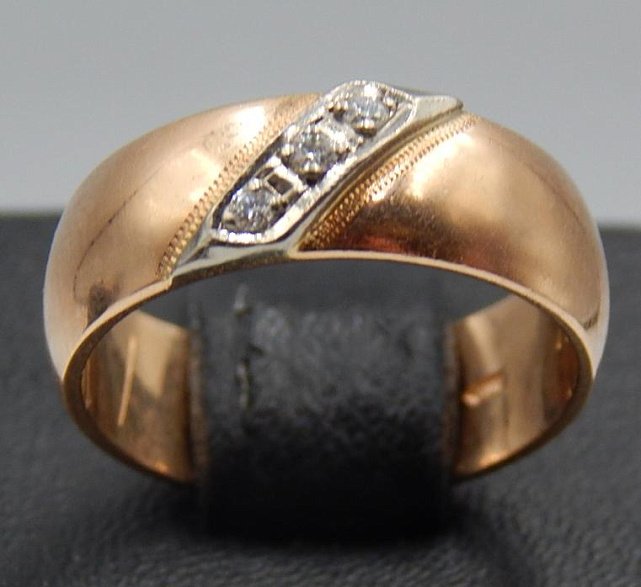 Кольцо из красного и белого золота с бриллиантом (-ми) (31645967) 0
